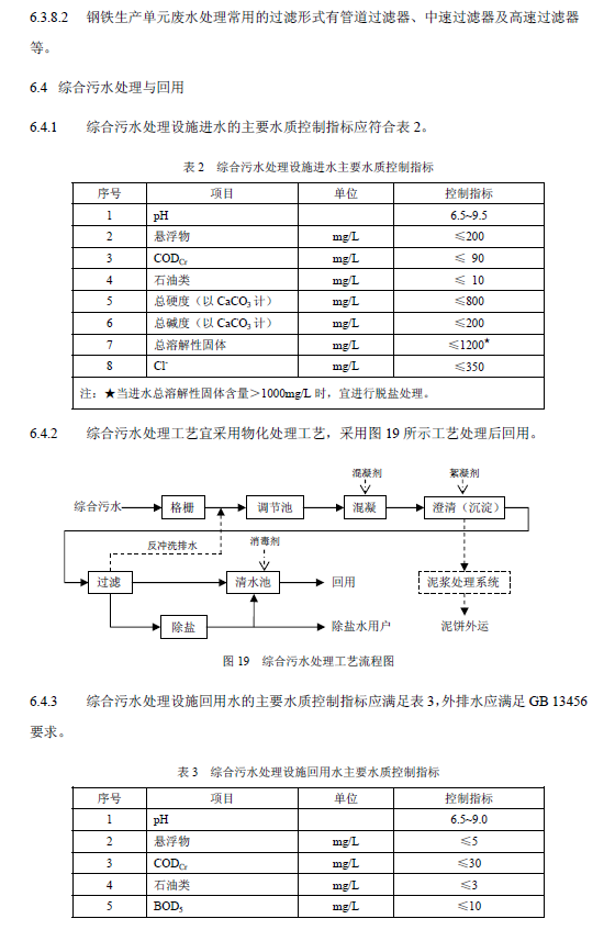 鋼鐵工業(yè)廢水治理及回用工程技術(shù)規(guī)范